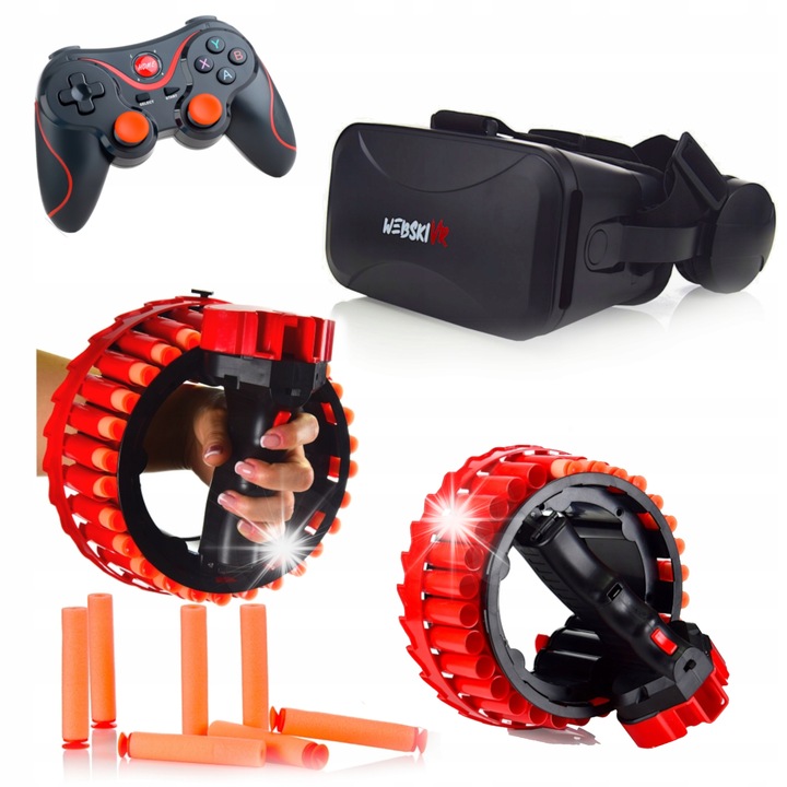 Webski VR szemüveg szett, vezeték nélküli Gamepaddal és habszivacs nyílpuskával