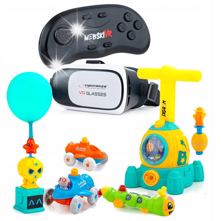 Webski VR szemüveg szett, vezeték nélküli Gamepaddal és buborékkészítővel