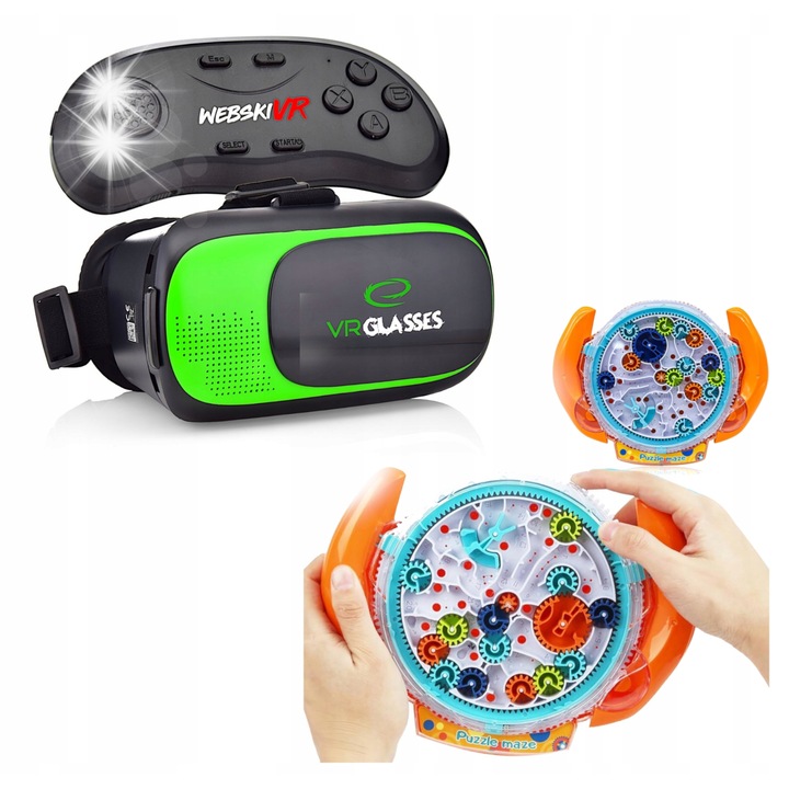Webski VR szemüveg szett, vezeték nélküli Gamepaddal és labirintus játékkal