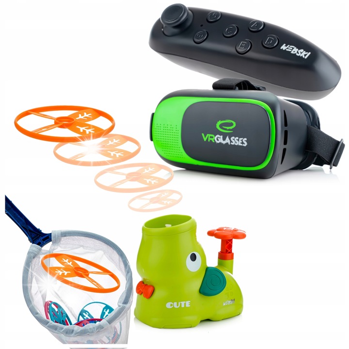Webski VR szemüveg szett, vezeték nélküli gamepad-del és lemezindítóval
