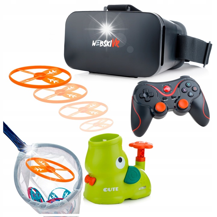 Комплект VR Очила Webski, с Безжичен Геймпад и Стартер за Дискове
