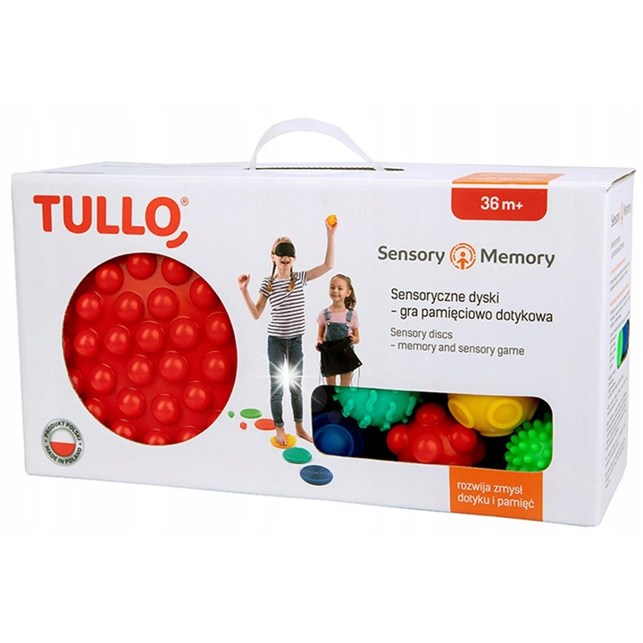 Игри за памет Tullo, комплект от 10 части, 5 сензорни диска, 5 сензорни топки, многоцветни, за деца над 3 години