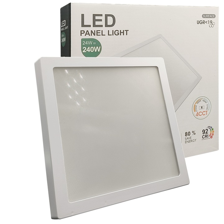 Плафониера LED GXtronic, 24W, 210x26мм, бяла, избираема светлина
