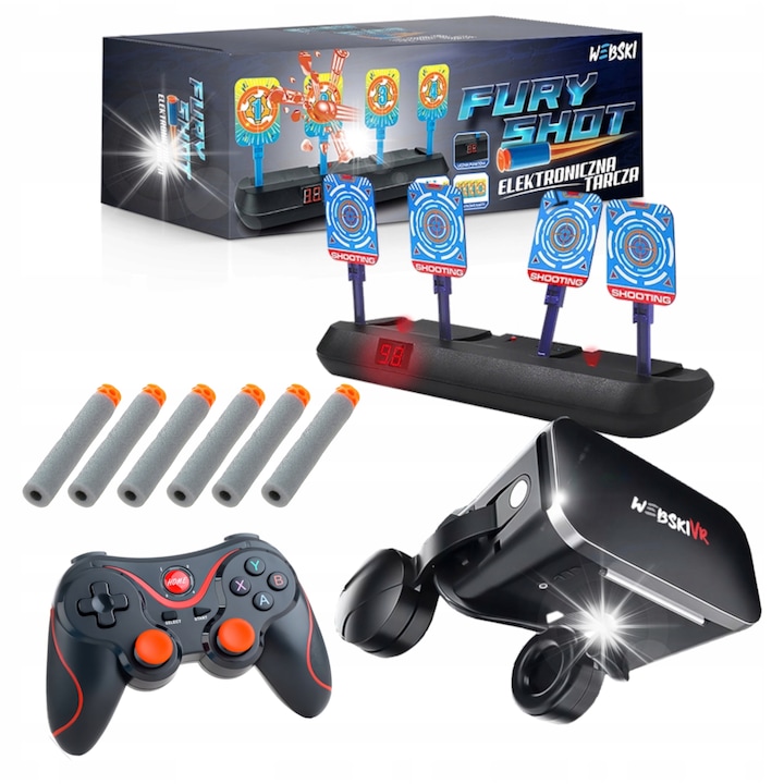 Комплект VR очила Webski, 175x80мм, с геймпад и електронен прицел