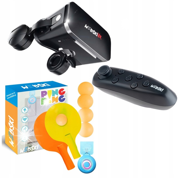 Webski VR szemüveg, gamepad és pingpong felszerelés szett, 175x80mm, többszínű