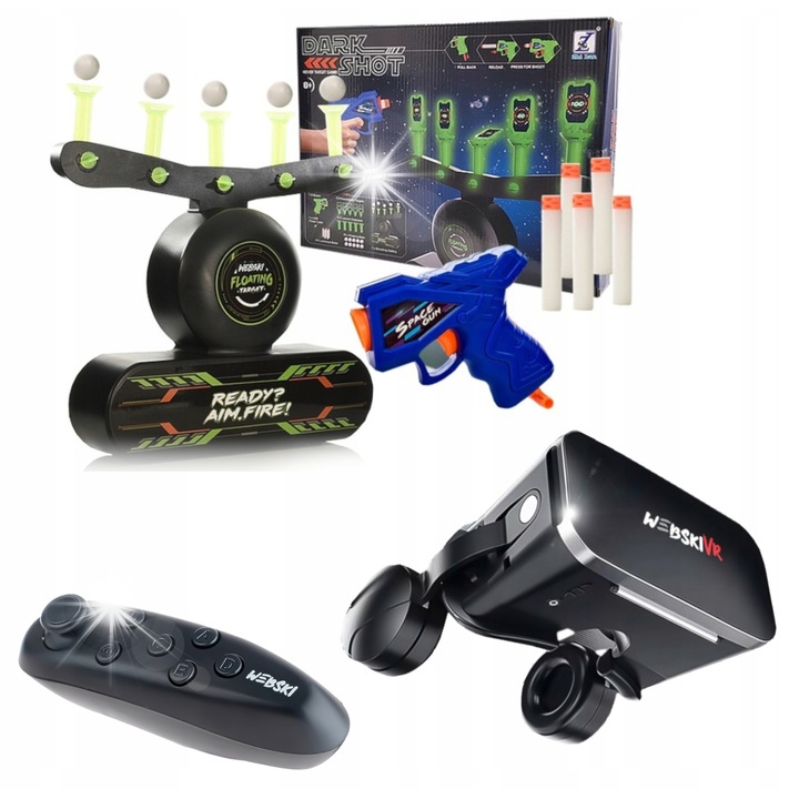 Комплект VR Очила Webski, с безжичен геймпад и мишена Airball