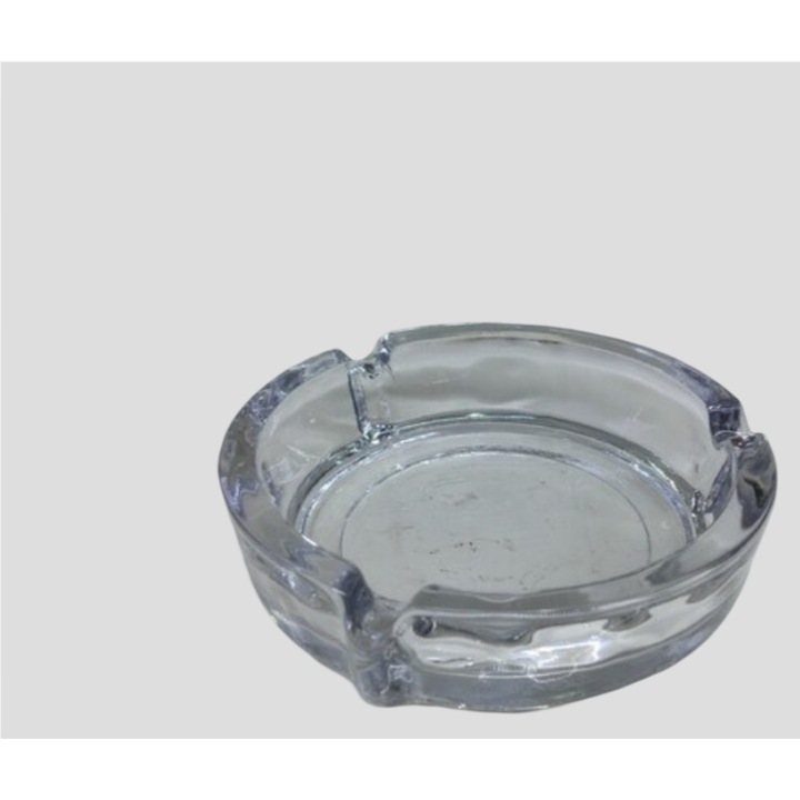 Комплект 2 стъклени прозрачни пепелника за интериор/екстериор, диаметър 10см х 3см