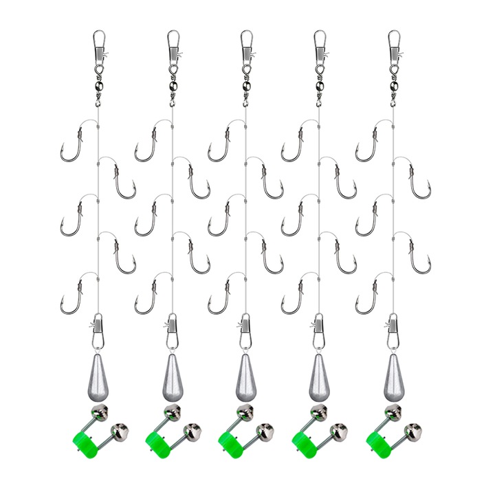 Teljes horgászfelszerelés, 5 részes, horgok, hangjelző, 30g, 10. sz.