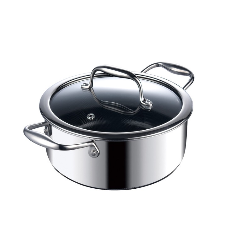 Oală Biovita VERRO-POT-20, inox și ceramică antiaderentă, 2.8L, 20cm