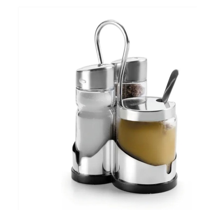 Комплект 2х солници, 1х съд с лъжичка