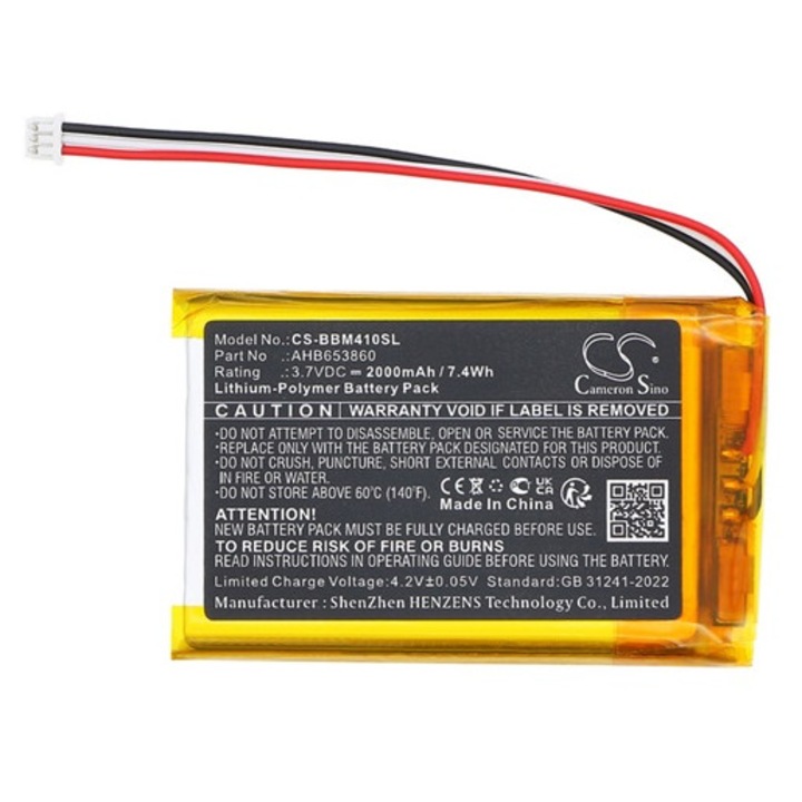 Cameron sino li-polymer akkumulátor, 3.7v, 2000mAh, kompatibilis jslbtech ahb653860 -vel