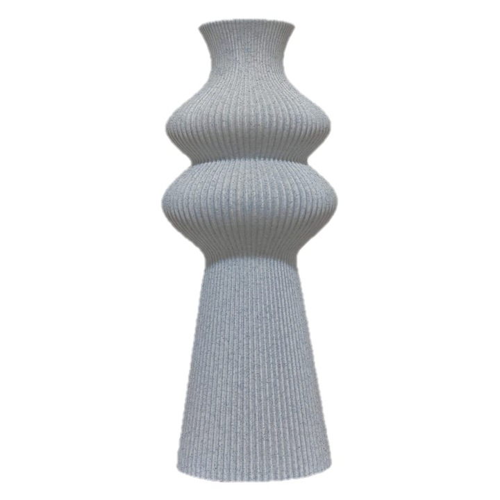 Vaza decorativa Noemie, culoare gri tip granit, diametru 8.2 cm, inaltime 20 cm