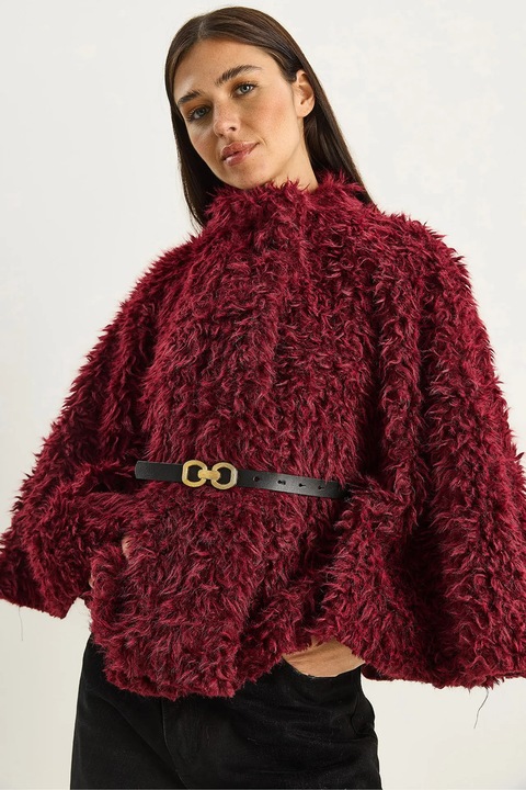 Palton supradimensionat dama HiCCUP, lana, rosu