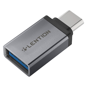 LENTION® Adaptor OTG USB-A (F) la USB-C (M), Aluminiu Gri, Suport pentru Conectarea Dispozitivelor USB-A la USB-C, Transfer Stabil, Compatibil Universal