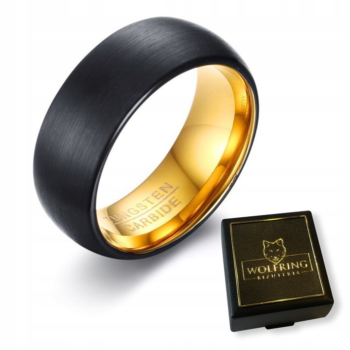Inel tungsten negru WOLFRING EU22 US10, 8mm latime, set elegant