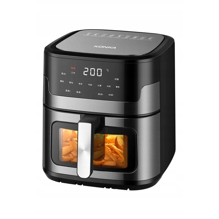 Фритюрник без мазнина 5.5л, 1500W, мултифункционален, черен, размери 39x33x38см, пълен комплект