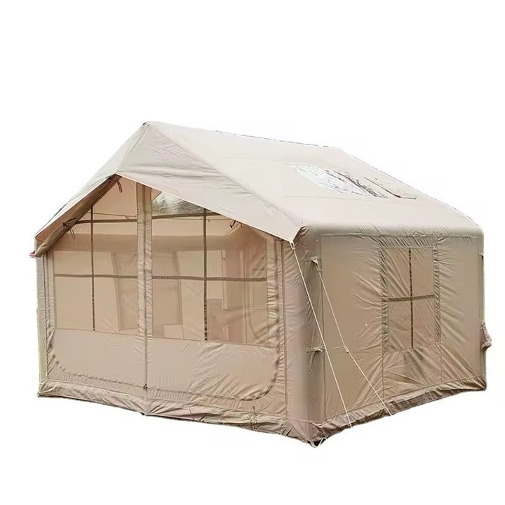 Надуваема палатка 8 м, 4 сезона, каки, 320x250x210 см, пълен комплект с помпа и аксесоари