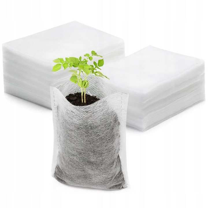 Pungi biodegradabile pentru sadirea plantelor, 100 buc, 8x10cm, alb
