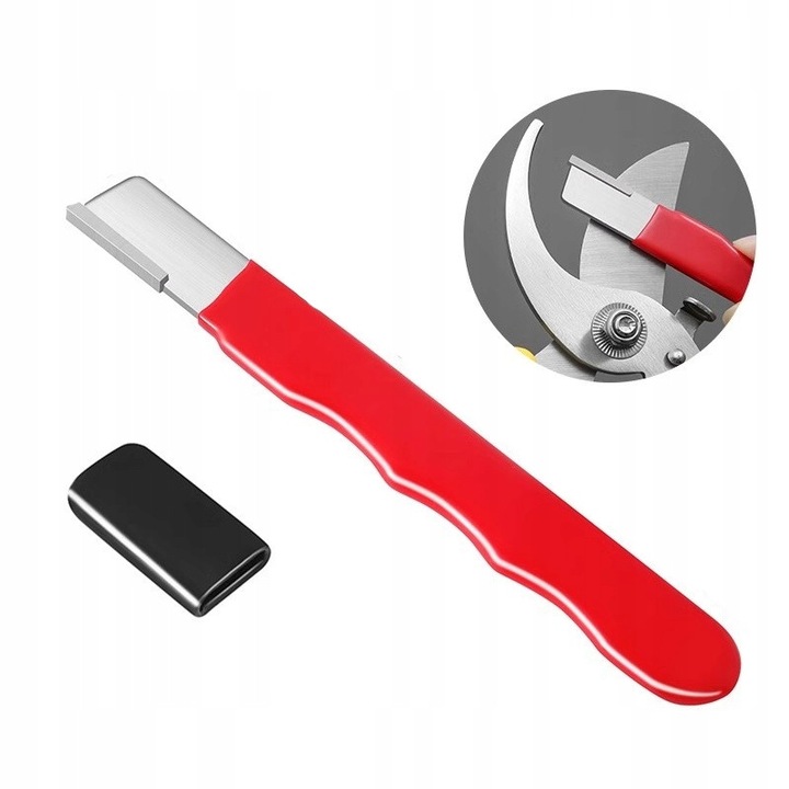 Ascutitoare pentru unelte de gradina, 12,5x2,5cm, ergonomic, rosu, set cu husa de protectie