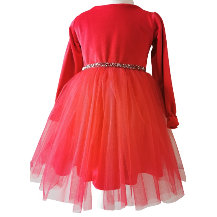 Rochita Fete Craciunita Catifea Rosie Craciun