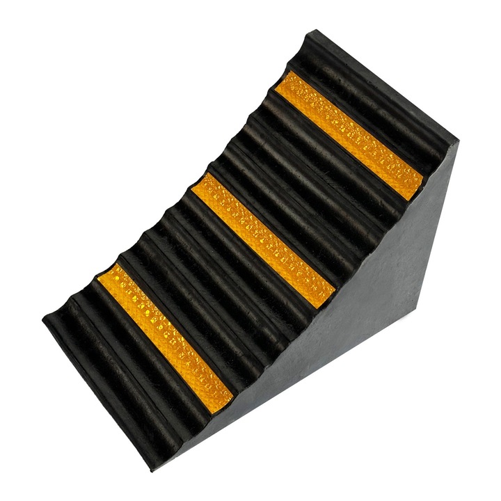 Pana de blocare vehicule, Tretytka.pl, din cauciuc, 250x160x190mm, rezistent la UV, cu benzi reflectorizante