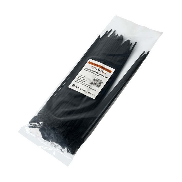 Coliere pentru cabluri Tretytka.pl, negru, 100 buc