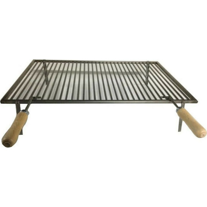 Grilaj inox alimentar cu suport si manere detasabile 70x50 cm, bare rotative