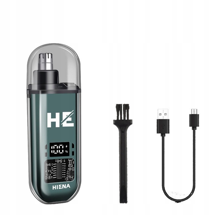 Aparat de ras pentru nas si urechi, 6000 RPM, verde, set complet