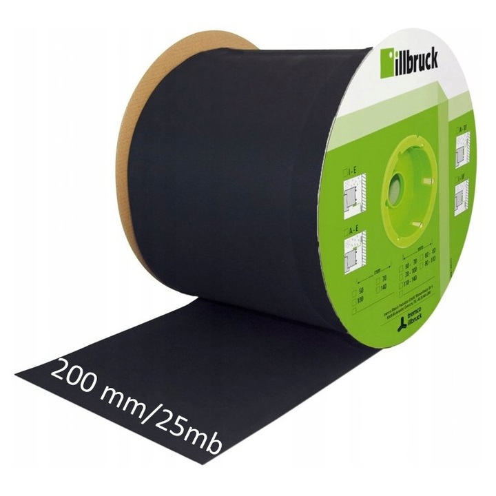 Banda hidroizolatie EPDM 200mm/25m, Illbruck, membrana elastomerica, rezistent la apa, 0,75mm