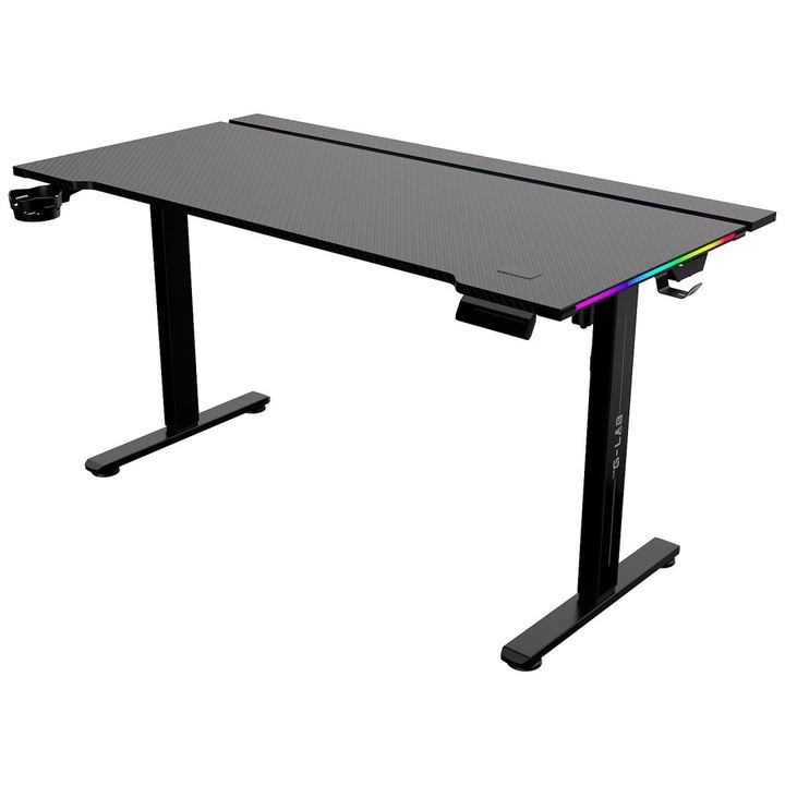The G-Lab K-Desk Platinum RGB gaming asztal, fekete, 140x119x75cm