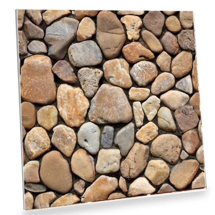 Set 10 Panele Decorative 3D Autocolante, Design Pietre, PVC, 30x30cm