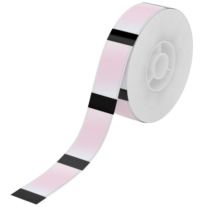 Rózsaszín holografikus kerek címkék 14x28mm, 205 db-os szett