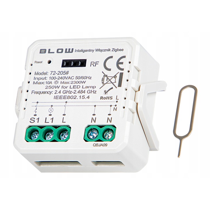 Controler inteligent BLOW, comutator zigbee / tuya smart home, mini, incastrat, 40x40x18mm
