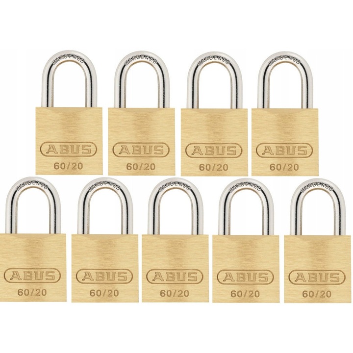 Set 9 Lacate Alama ABUS 60/20, Sistem Cheie Unica, Bolt Otelit