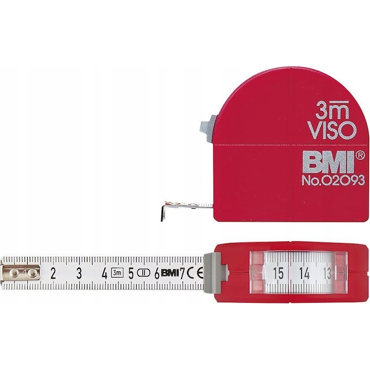 Ruleta masurare BMI, 3m x 16mm, Functie compas, Banda otel, Carcasa rezistenta