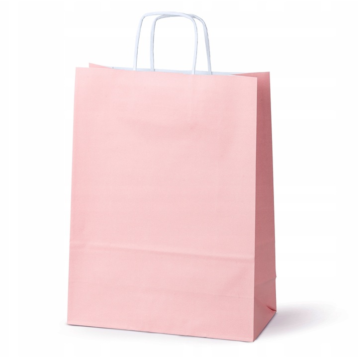 Set 250 torbe de hartie roz 24x10x32 cm, ecologice, pentru cadouri si cumparaturi