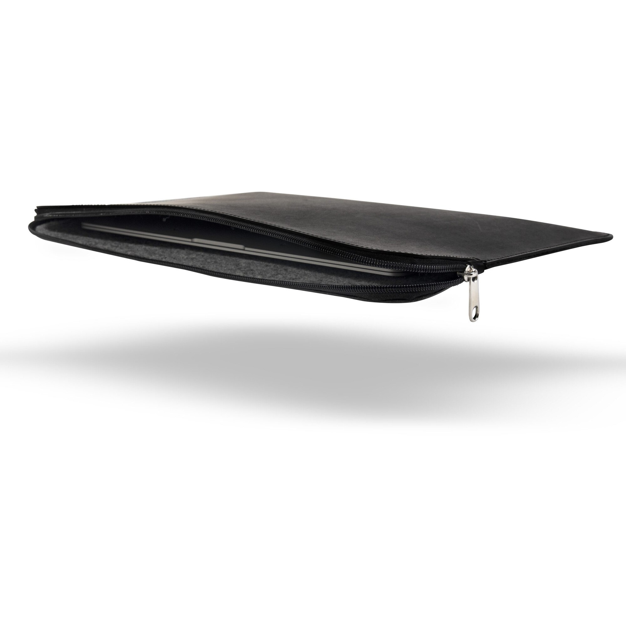 Husa piele naturala Baltan pentru laptop 13-14", negru, fermoar