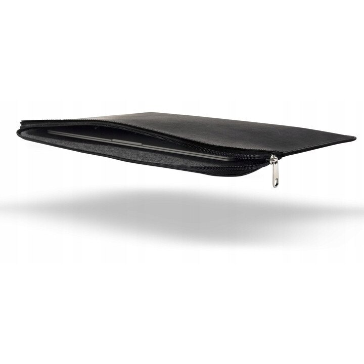 Husa piele naturala Baltan pentru laptop 13-14", negru, fermoar