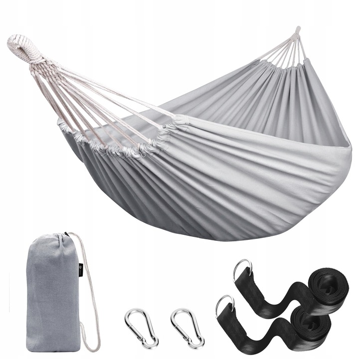 Hamac din Bumbac ANYOO, Portabil, pentru Gradina si Camping, Suporta 300kg