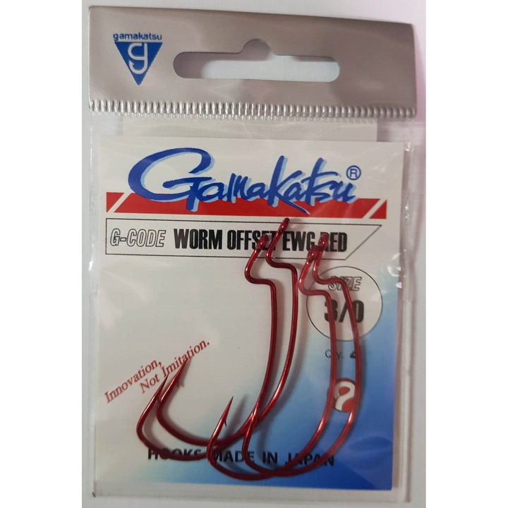 Carlige Gamakatsu Worm Offset EWG36 nr 3/0 Rosu