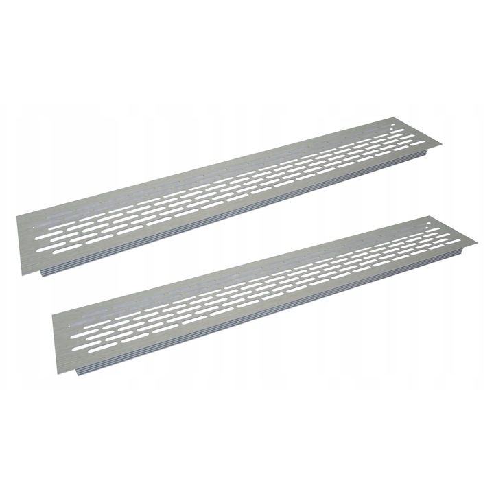 2 x Grilaj Ventilatie Aluminiu Inox 80x480 mm