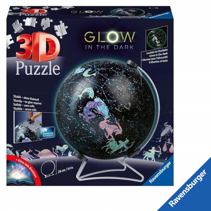 3D пъзел Глобус Светещи Съзвездия Ravensburger 72 части