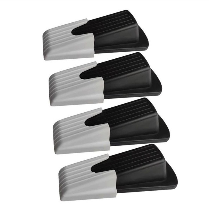 Set 4 opritoare pentru usa cu suport, Rqiurpn, Cauciuc, 3.5x5.6x12.5cm, Negru