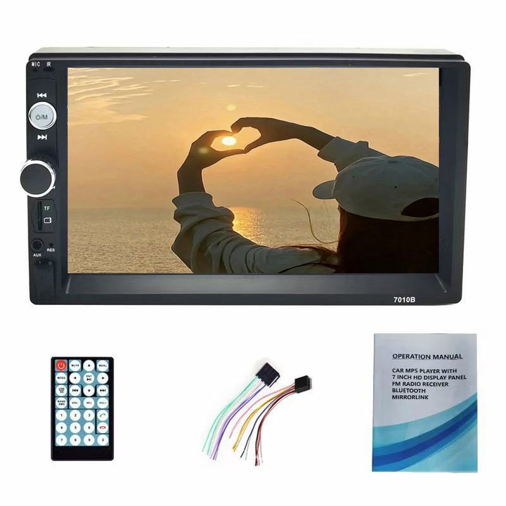 Mp5 player auto 7010B, Duueyct, HD 7 inch, rezolutie 800x480, radio FM, conectivitate Bluetooth, Divix, AVI, USB, AUX