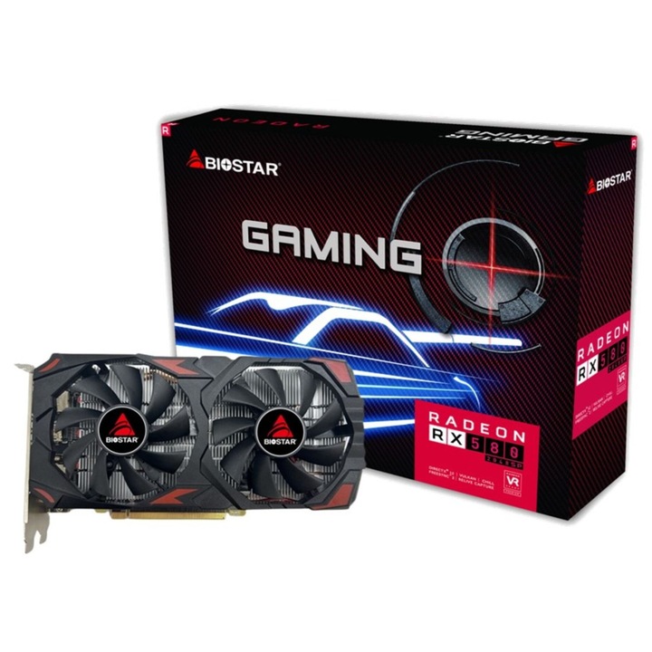 Placa video Biostar Radeon RX580 2048SP, 8GB DDR5, 256bit, 1xDVI, 1xHDMI, 3xDisplayPort