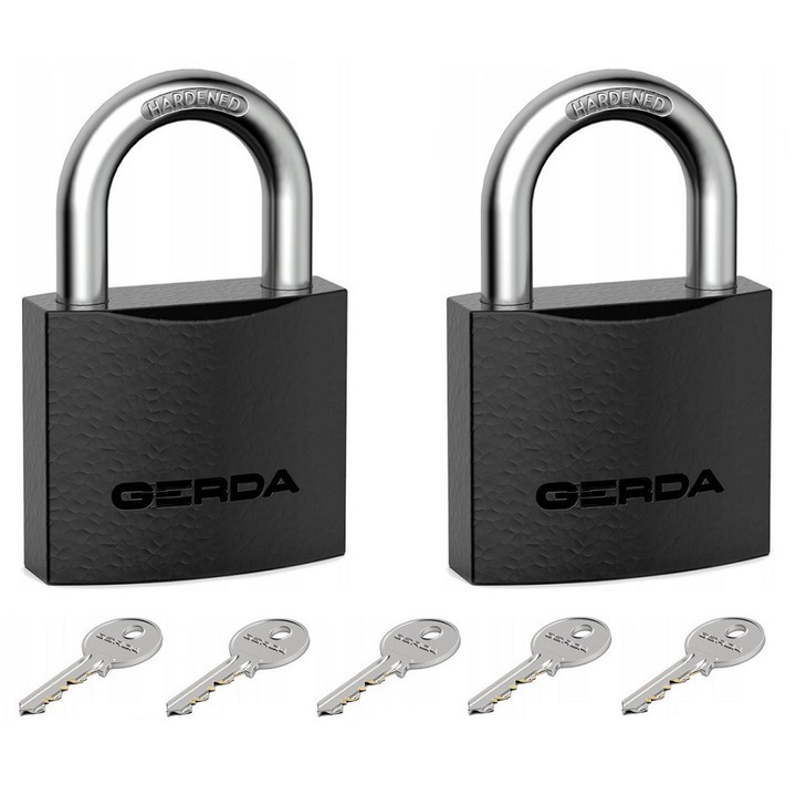 Set 2 lacate Gerda, fonta, 63x52mm, tip jarmera, cu 5 chei