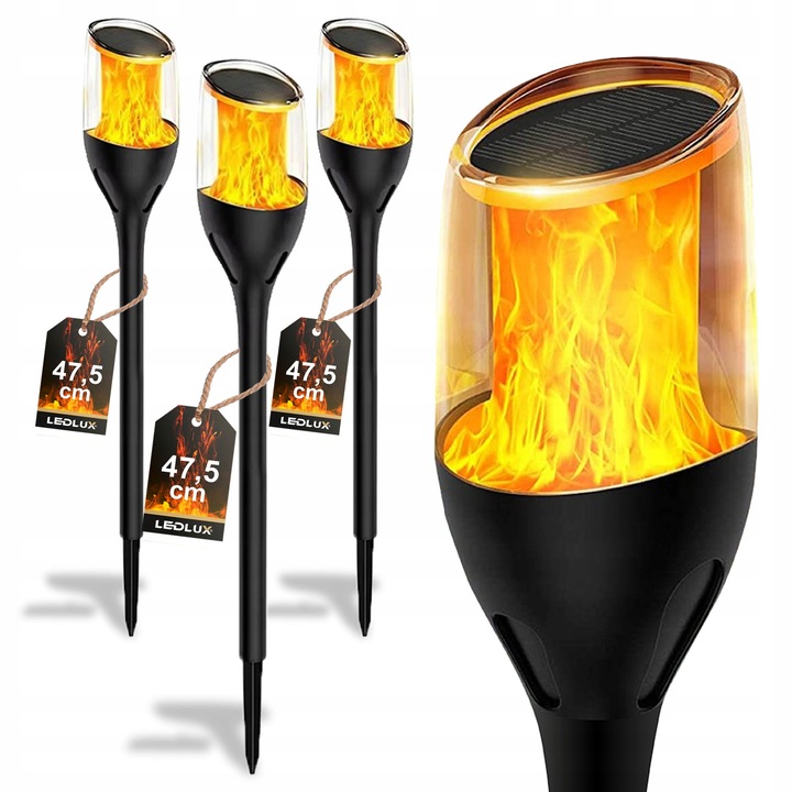 4x Lampa Solara LED Flemish Effect Flacara, Ingrada, 47, 5 cm