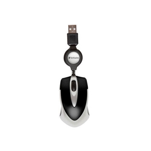 Mouse Verbatim, optica, cablu retractabil, negru, 29x42x150mm - eMAG.ro