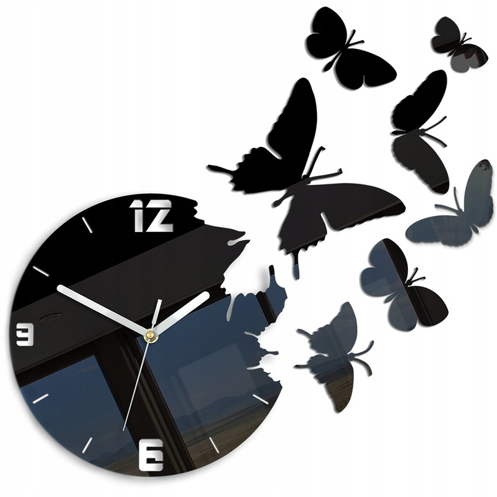 Ceas de Perete Modern cu Fluturi 3D - Decor Unic