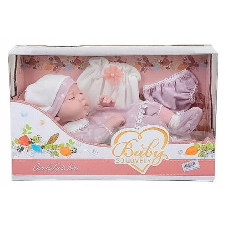 Papusa Bebelus Adar 38 cm, Roz, cu Hainute Incluse